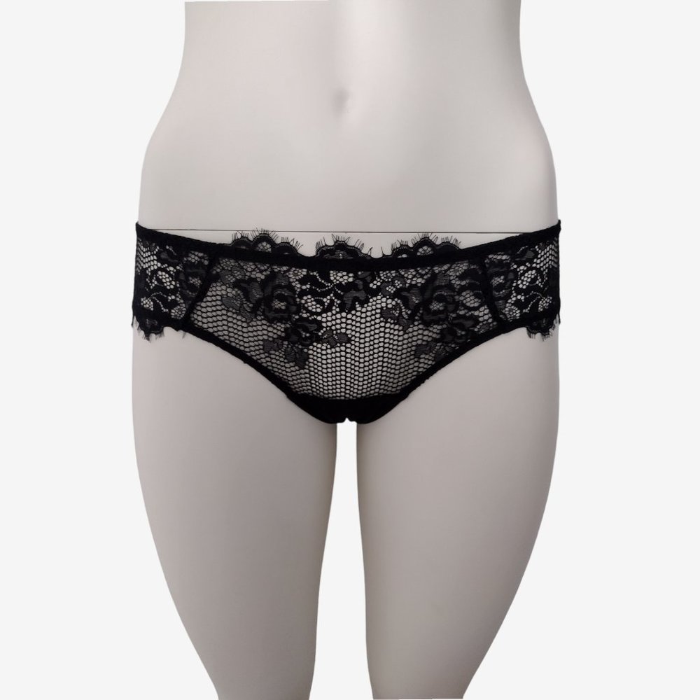 Adore Me Black Sheer Mesh and Lace Panty Size S